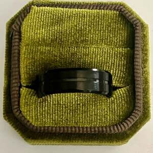 Black Titanium Grooved Center Men's Wedding 8mm Band Size 12